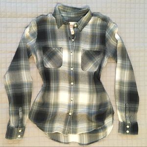 Mossimo Teal Plaid Button Down Shirt